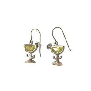 Silpada Green Peridot Cactus Dangle Earrings Sterling Silver 925